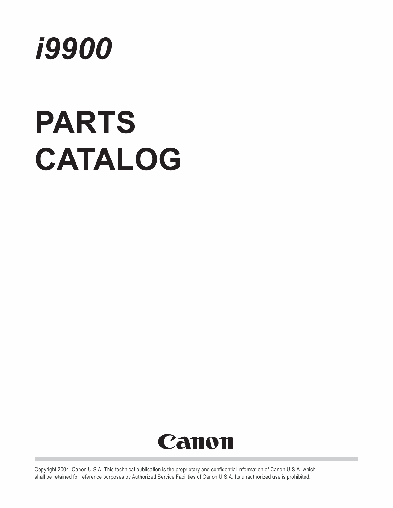 Canon PIXUS i9900 i9950 Parts Catalog Manual-1